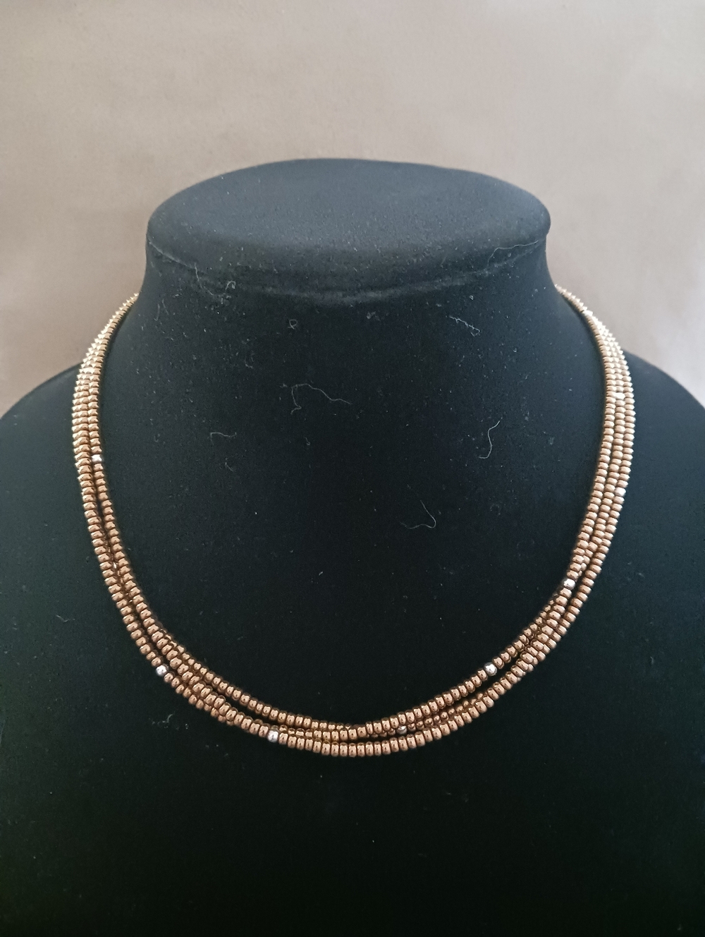 Silpada Bronze Glass Bead Sterling Silver Bead Triple Strand Necklace